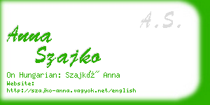 anna szajko business card